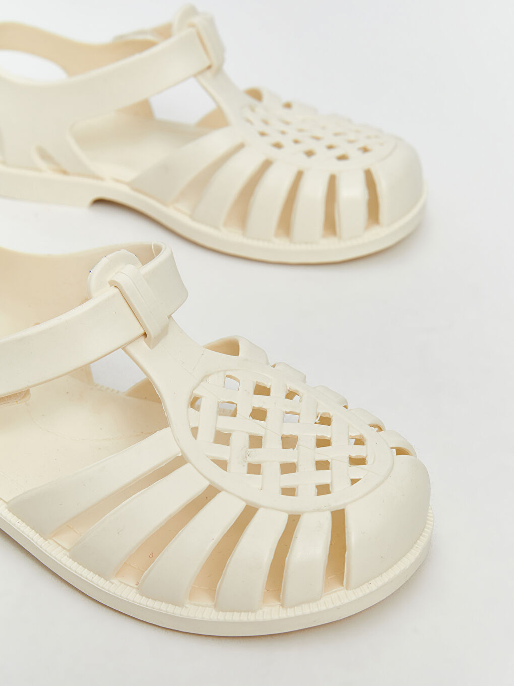 Ekru Cırt Cırtlı Kız Çocuk Sandalet-2