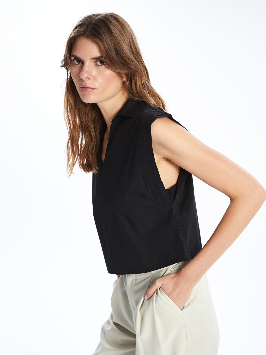 Shirt Collar Plain Women's Blouse -S5JO20Z8-UX8