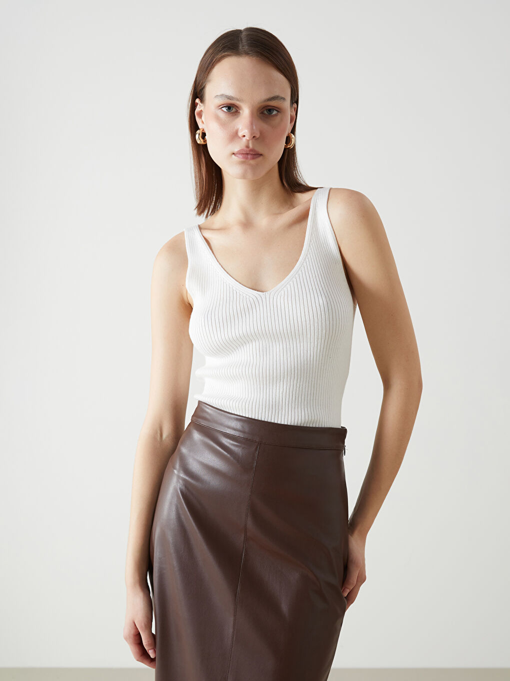 V Neck Women's Knitwear Tank Top -S5JO42Z8-R9J