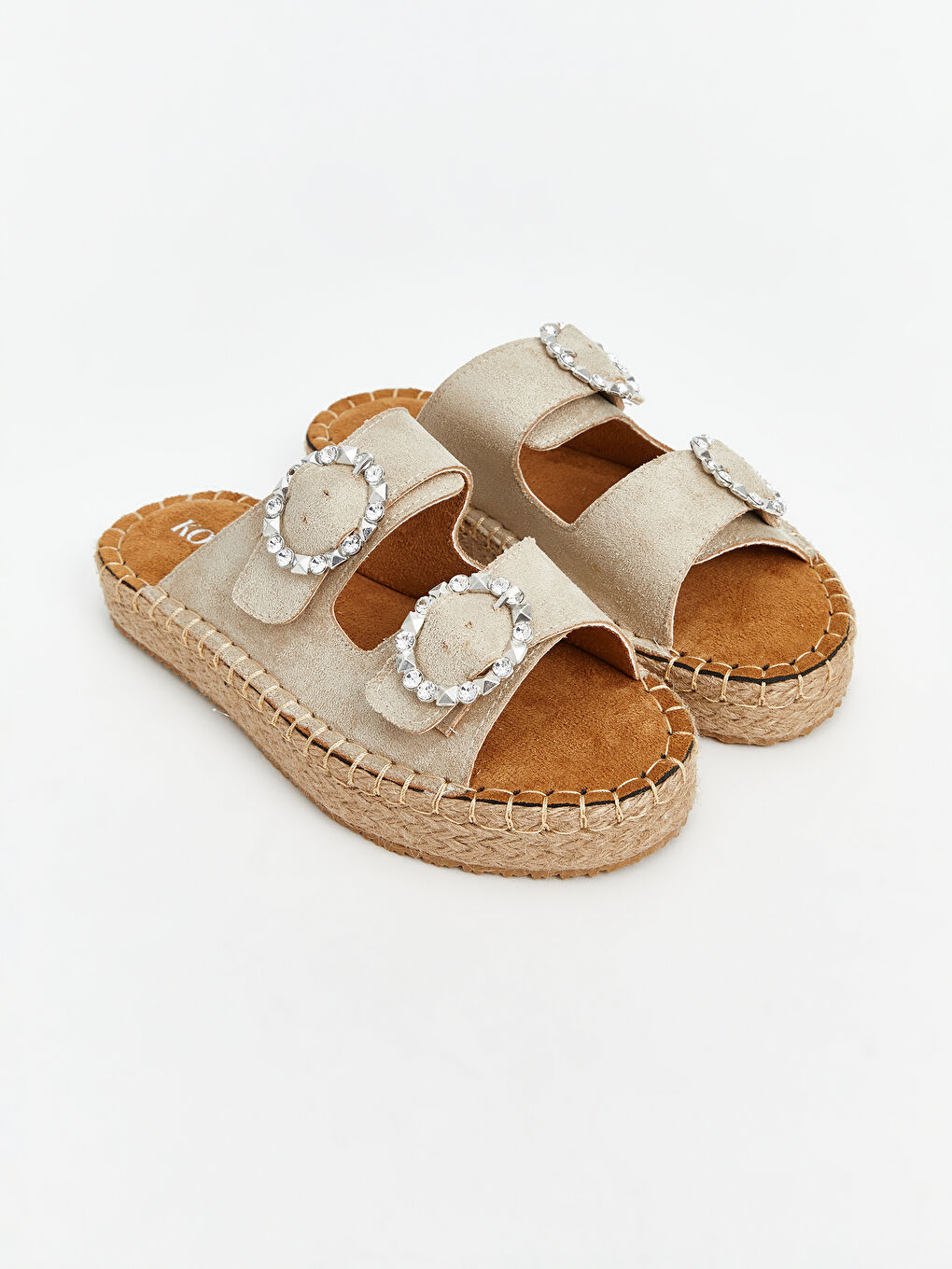 Bej Çift Bantlı Kadın Terlik-2