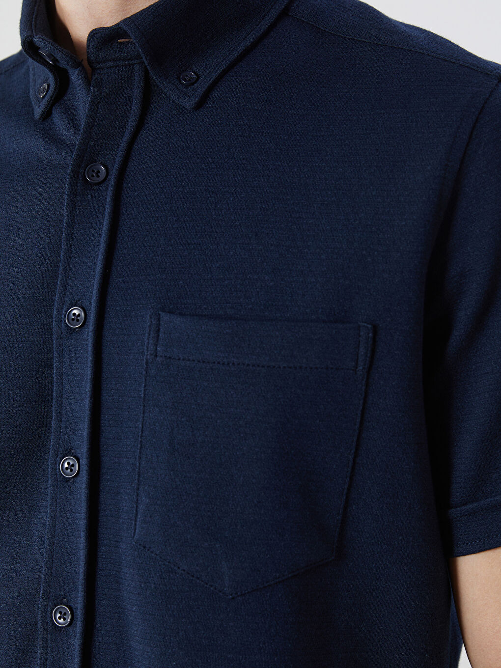 Lacivert Regular Fit Kısa Kollu Erkek Gömlek-2