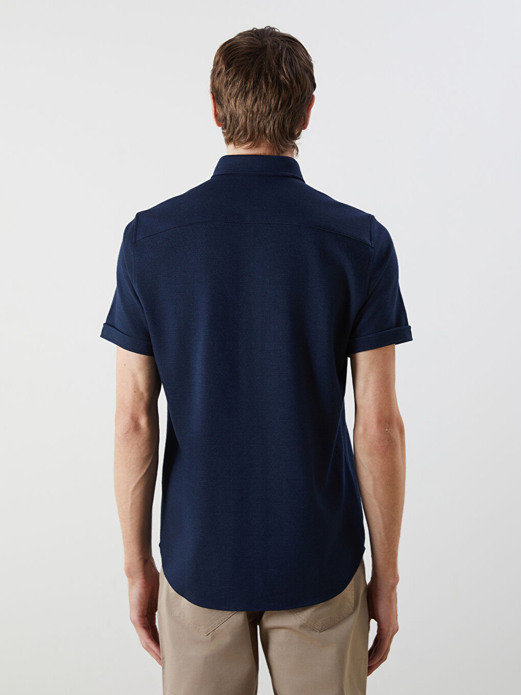 Lacivert Regular Fit Kısa Kollu Erkek Gömlek-3