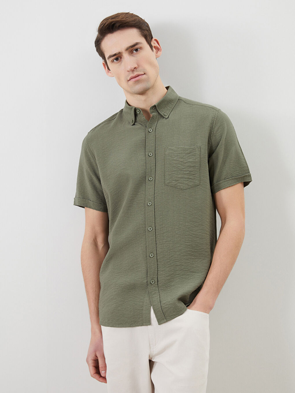 LCWAIKIKI Classic Regular Fit Dobby Pocket Men's Shirt -S5JO86Z8-Y00
