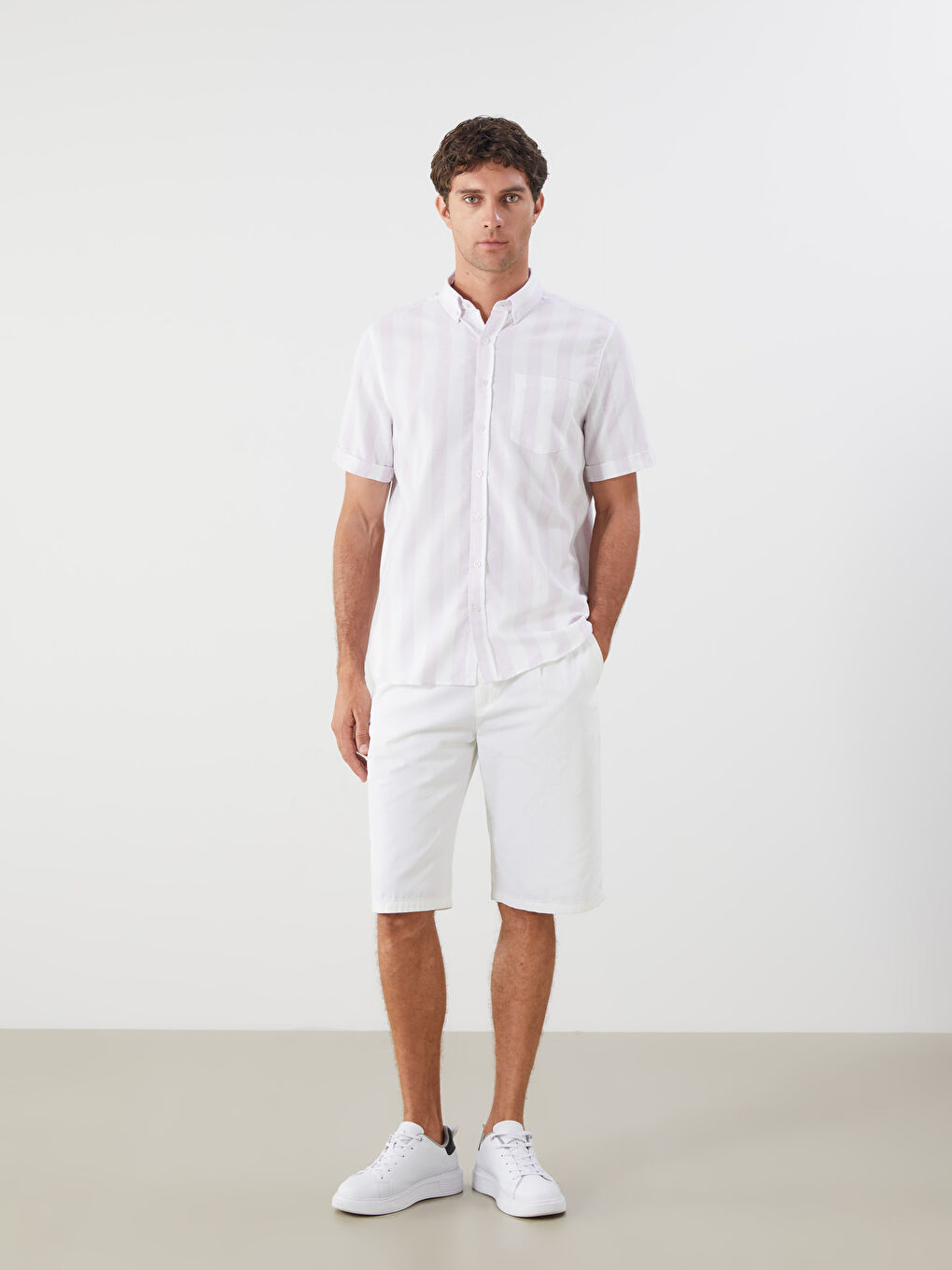 Lila Regular Fit Armürlü Cepli Erkek Gömlek-1