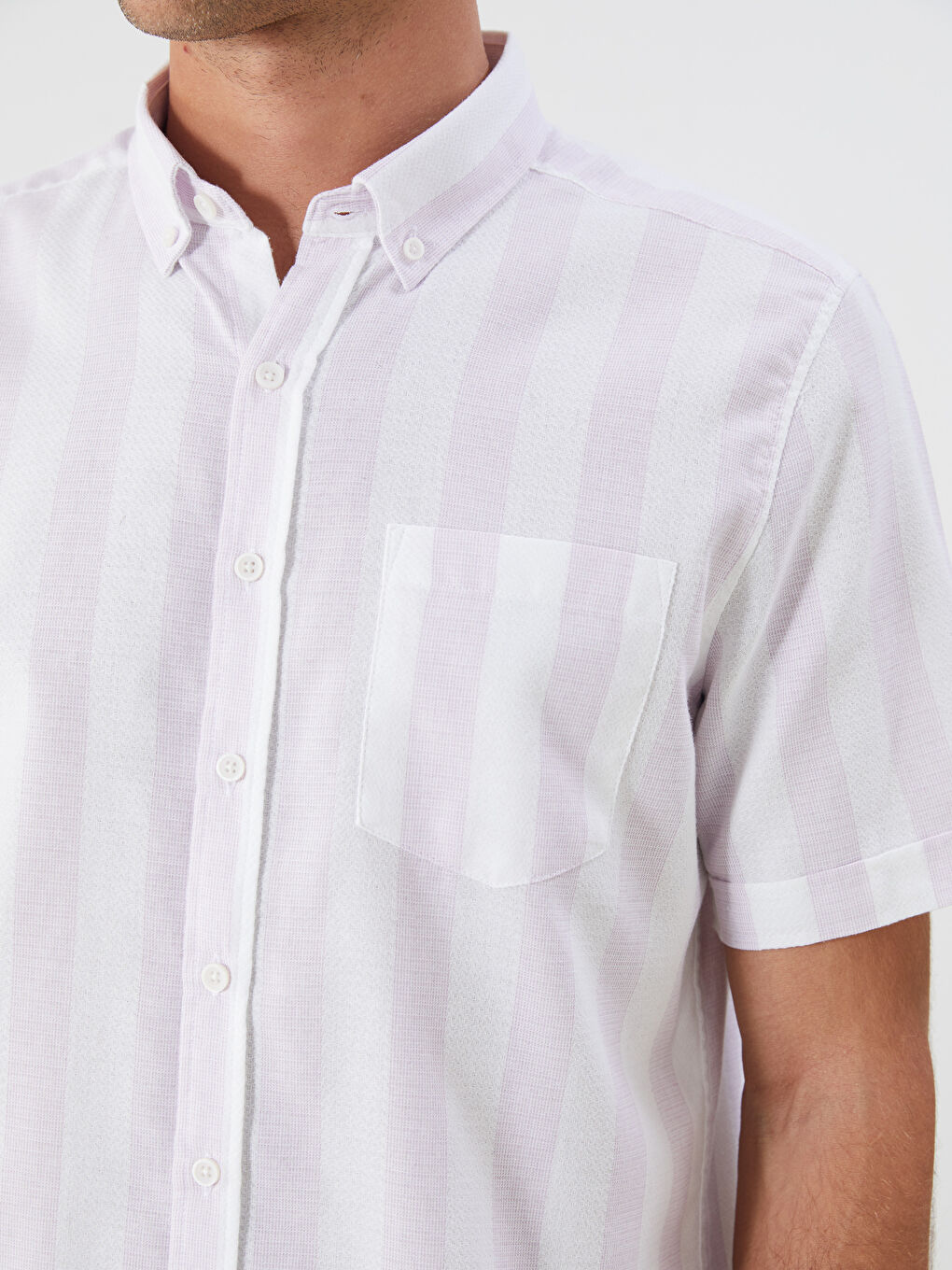 Lila Regular Fit Armürlü Cepli Erkek Gömlek-2