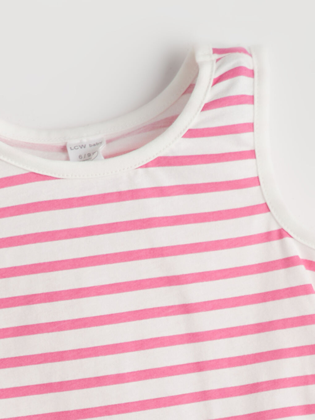 Bej Bisiklet Yaka Çizgili Kız Bebek Atlet-2