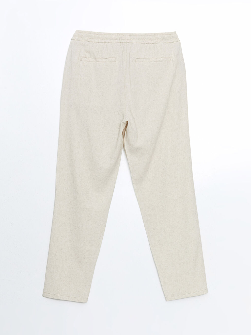 Bej Standart Kalıp Keten Karışımlı Erkek Pantolon-9