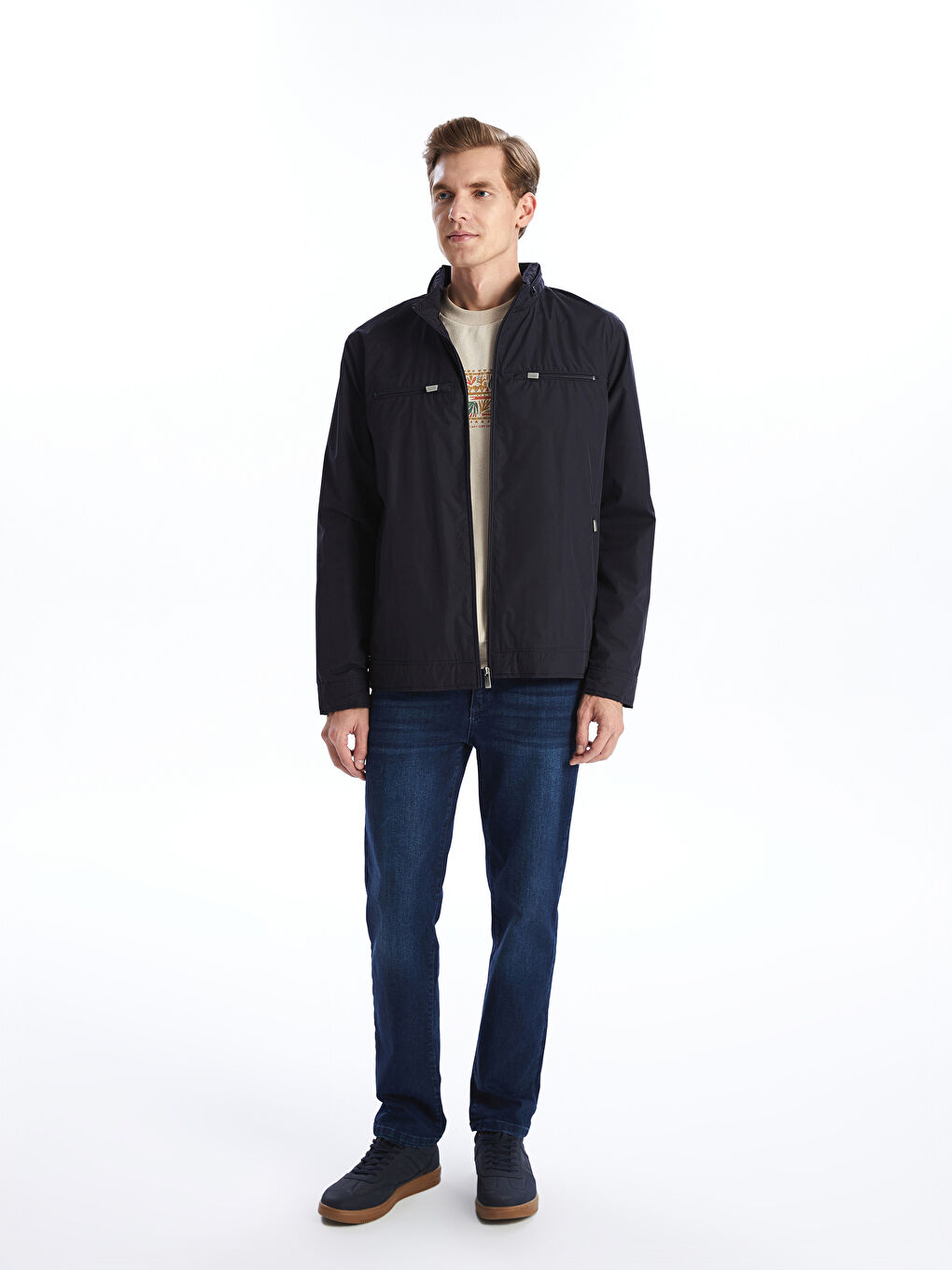 LCWAIKIKI Classic Standard Fit Funnel Neck Men's Thin Coat -W51194Z8-RFD