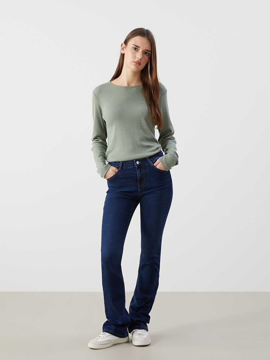 Straight Fit Women's Denim Trousers -S5JP40Z8-309
