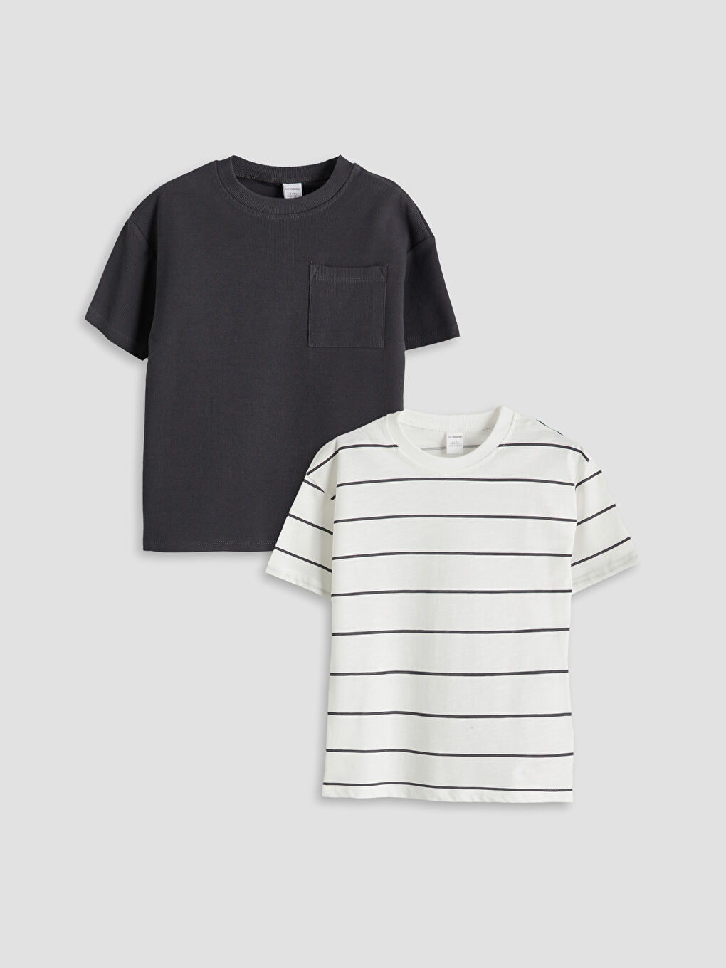 Antrasit Bisiklet Yaka Çizgili Erkek Çocuk Tişört