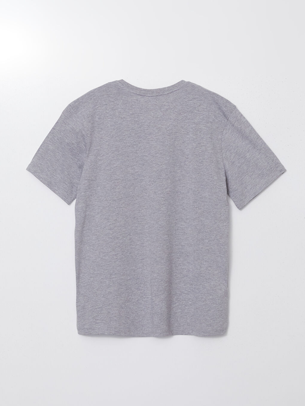 Gri Bisiklet Yaka Kısa Kollu Baskılı Penye Erkek Tişört-5
