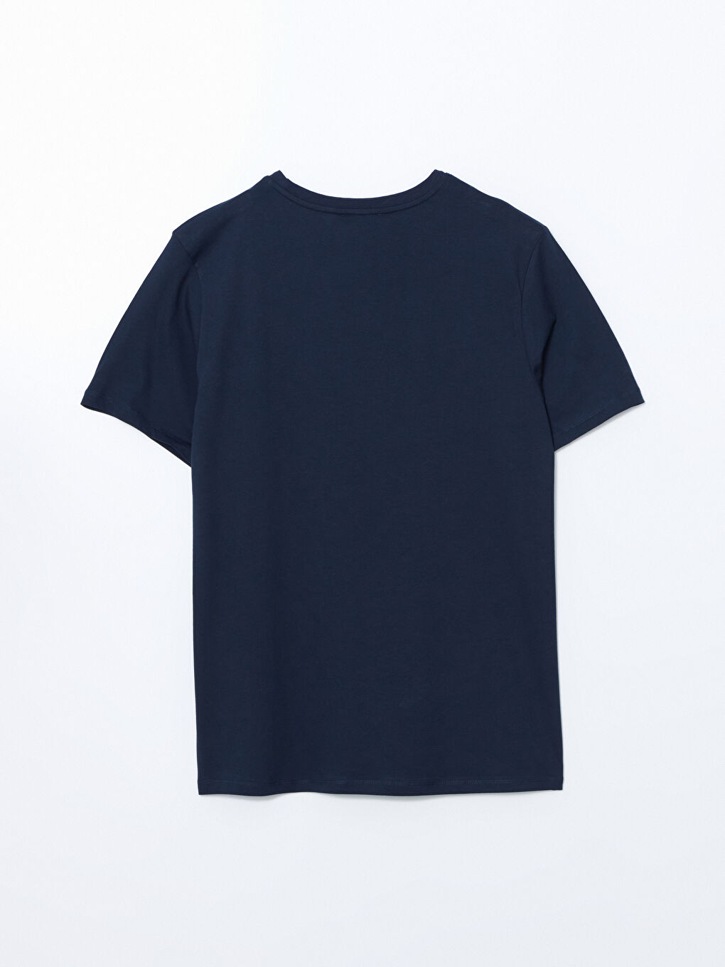 Lacivert Bisiklet Yaka Kısa Kollu Baskılı Penye Erkek Tişört-5