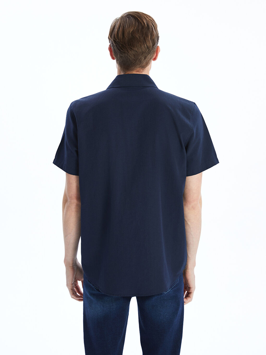Regular Fit Short Sleeve Poplin Men's Shirt -S5JQ67Z8-HNG