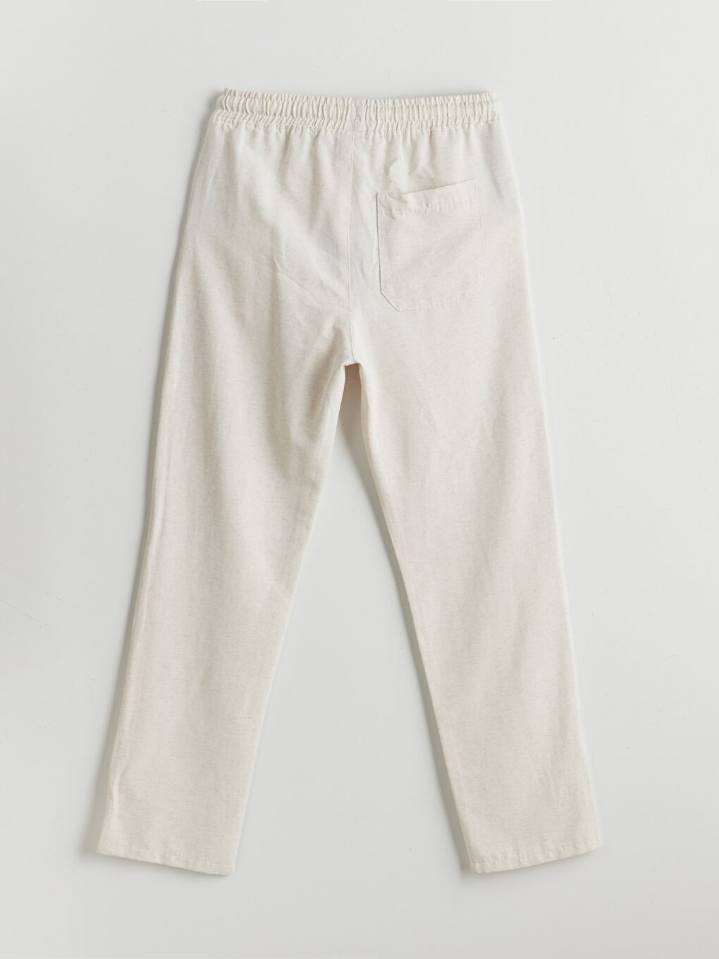 Bej Beli Lastikli Keten Karışımlı Erkek Çocuk Pantolon-1