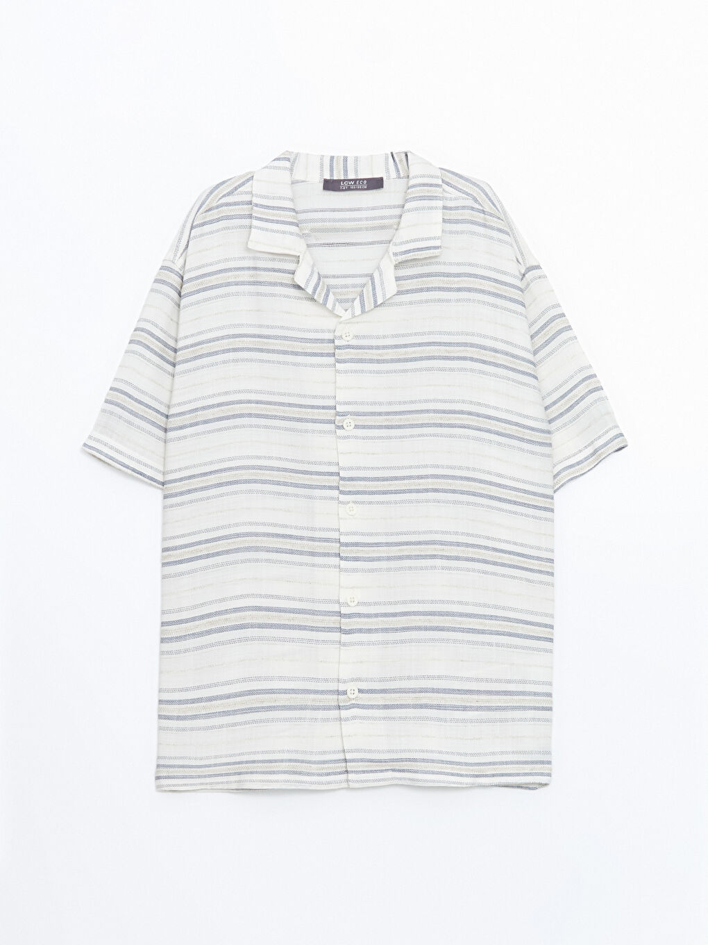 Mavi Çizgili Keten Karışımlı Erkek Çocuk Gömlek