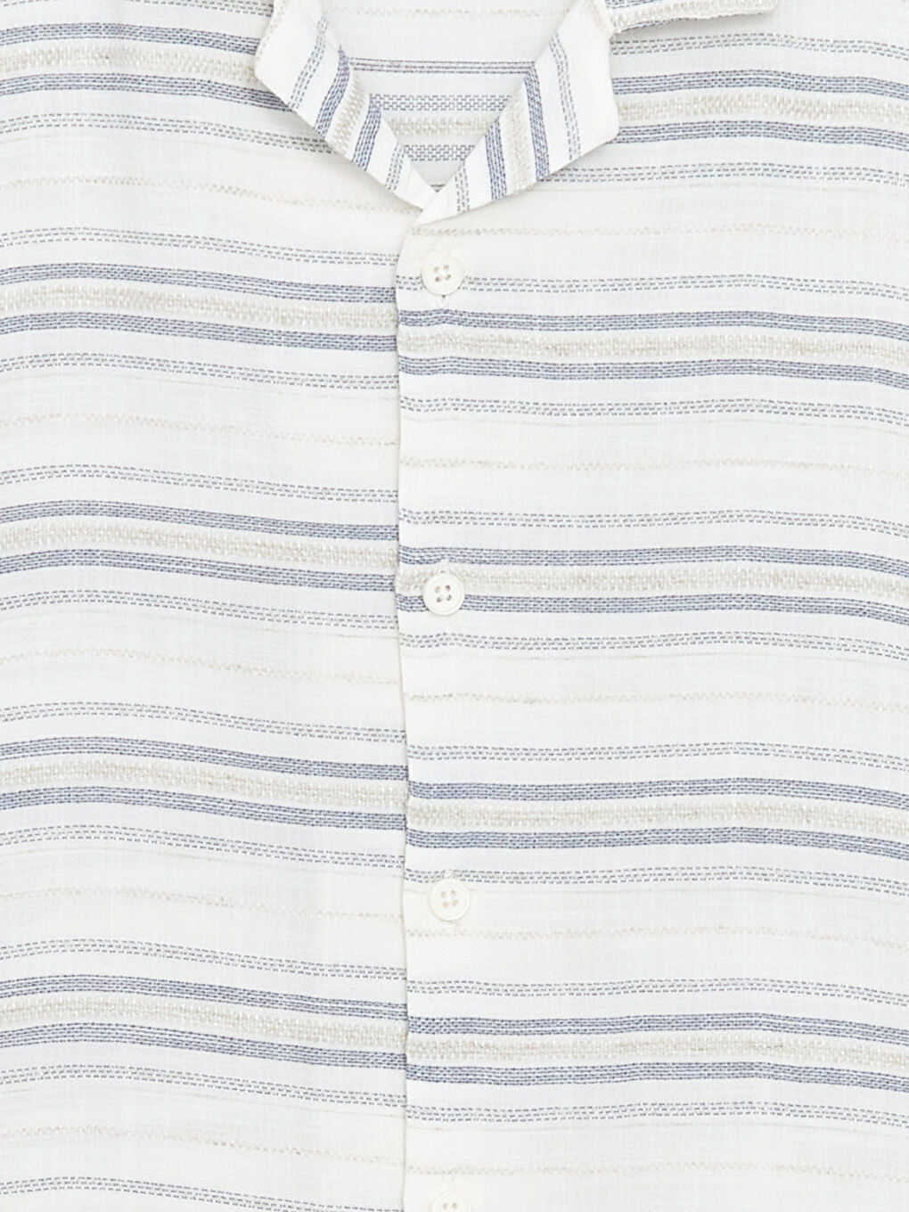 Mavi Çizgili Keten Karışımlı Erkek Çocuk Gömlek-1