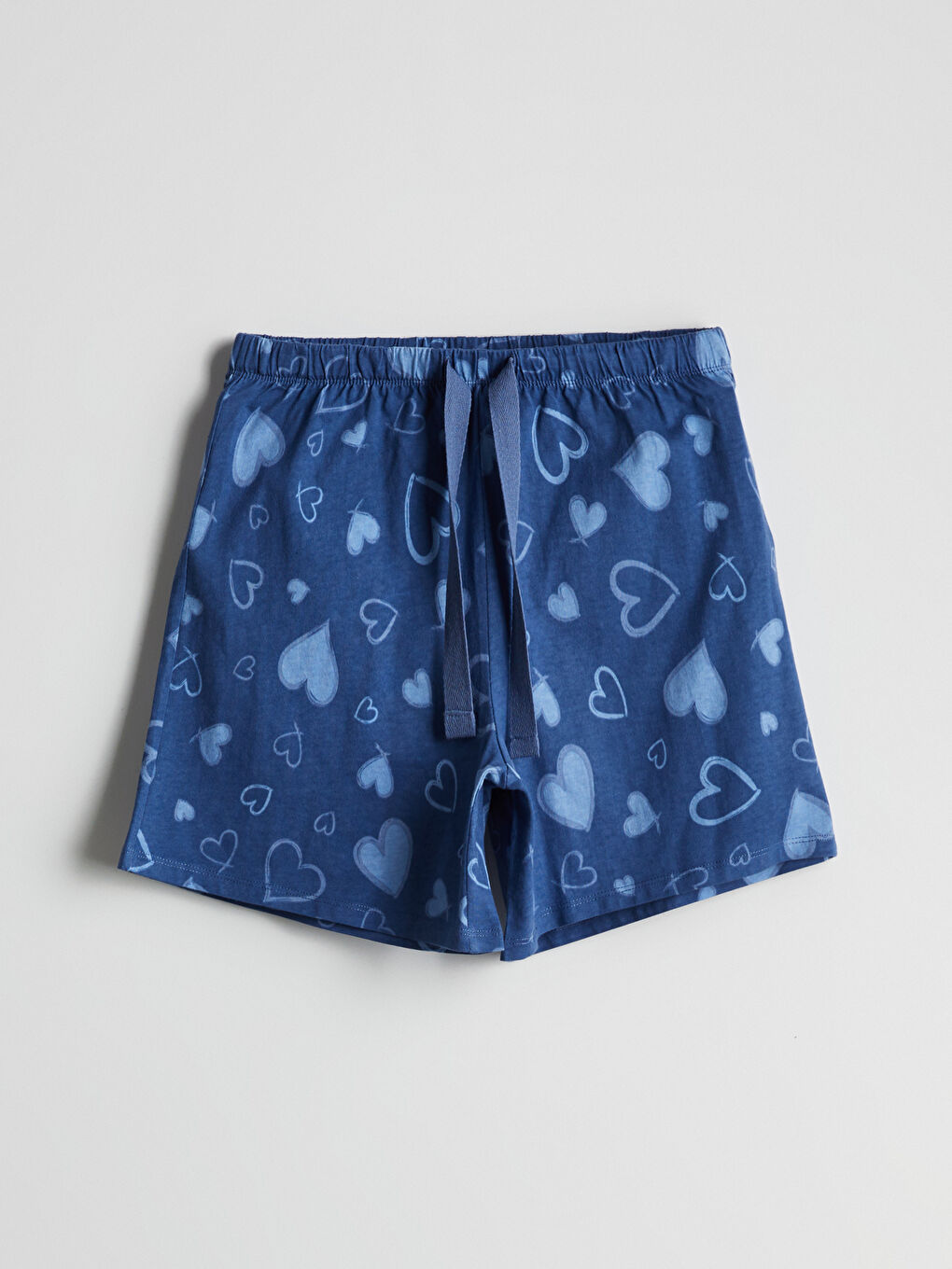 İndigo Beli Lastikli Baskılı Kadın Şort Pijama Altı