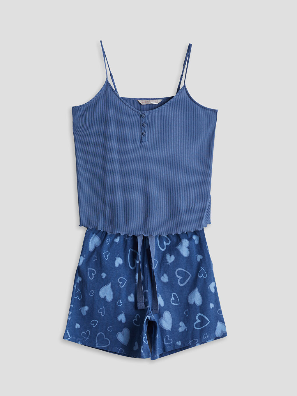 LCW DREAM V Yaka Baskılı Kadın Şortlu Pijama Takımı -S5JR04Z8-LS3