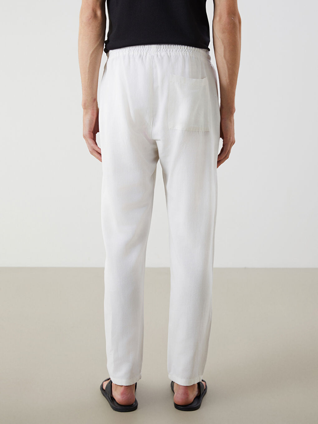 Ekru Standart Kalıp Poplin Erkek Pantolon-3