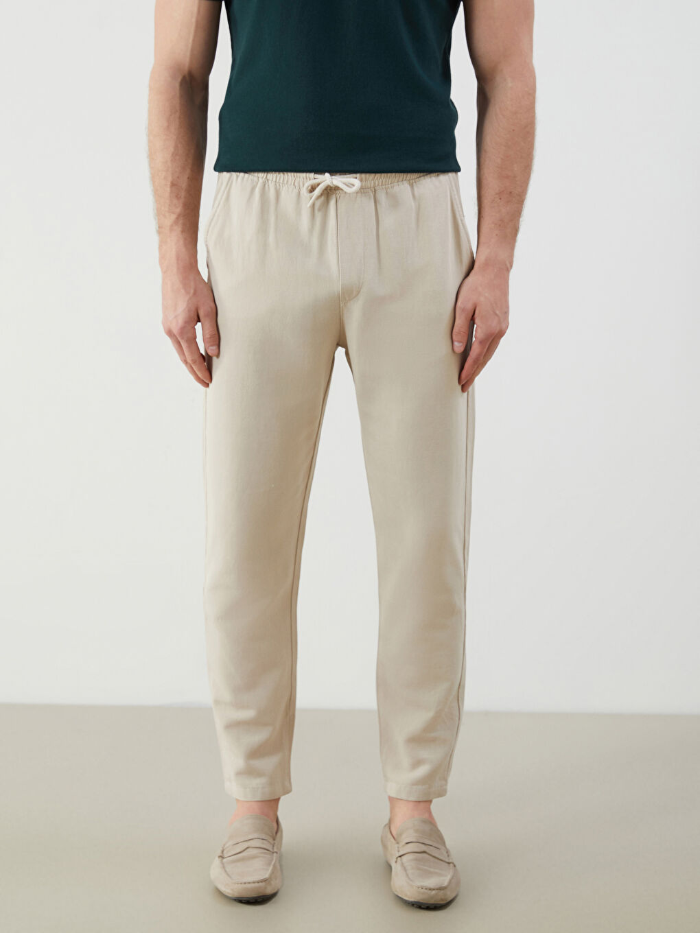 Gri Standart Kalıp Poplin Erkek Pantolon-1