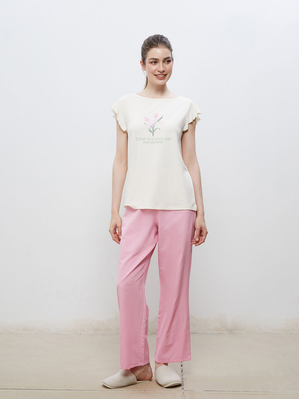 Crew Neck Printed Women's Pyjama Set -S5JR22Z8-QY8