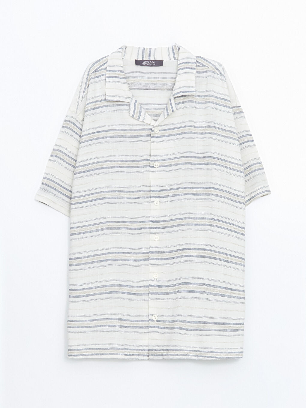 Mavi Çizgili Keten Karışımlı Erkek Çocuk Gömlek