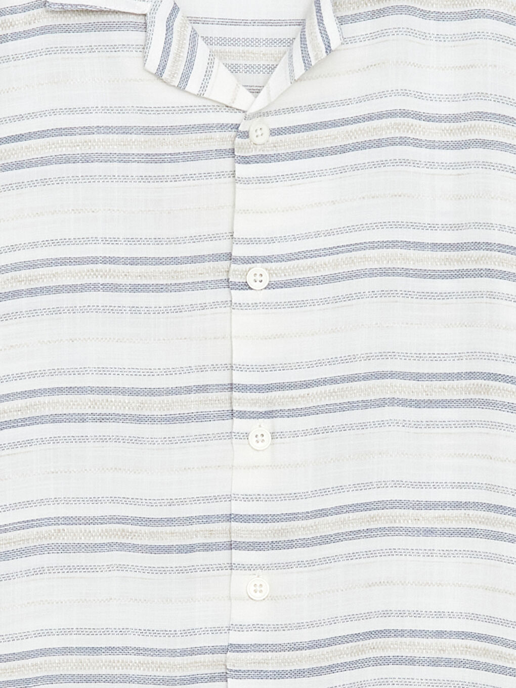 Mavi Çizgili Keten Karışımlı Erkek Çocuk Gömlek-1