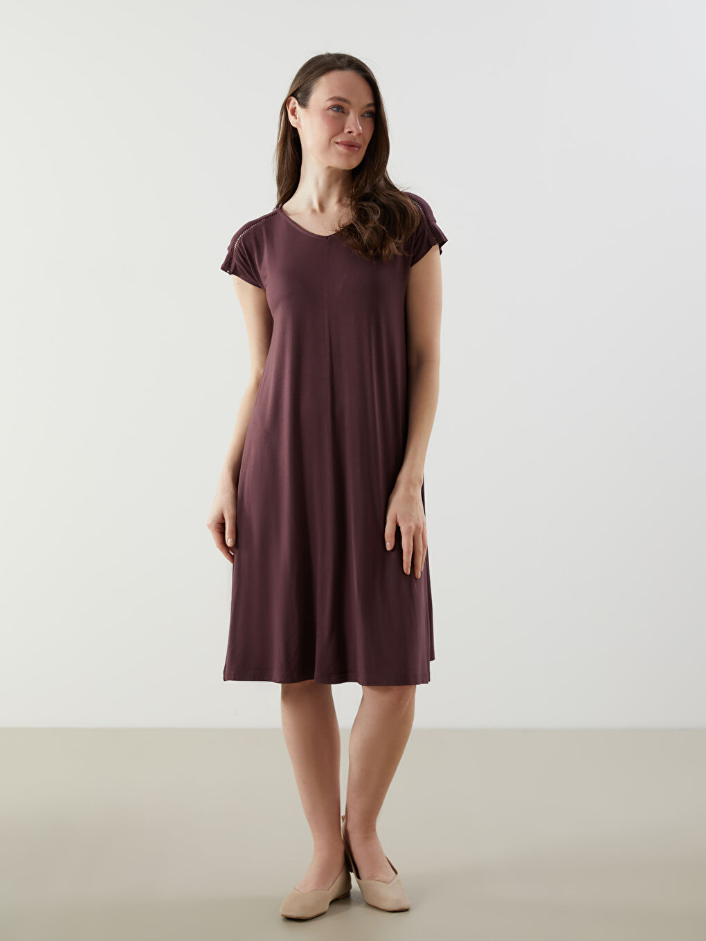 V Neck Women's Dress -S5JR46Z8-HHD