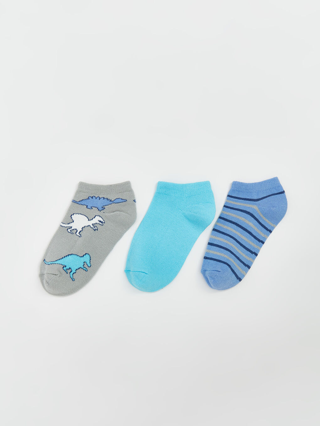 Gri Desenli Erkek Çocuk Patik Çorap 3'lü