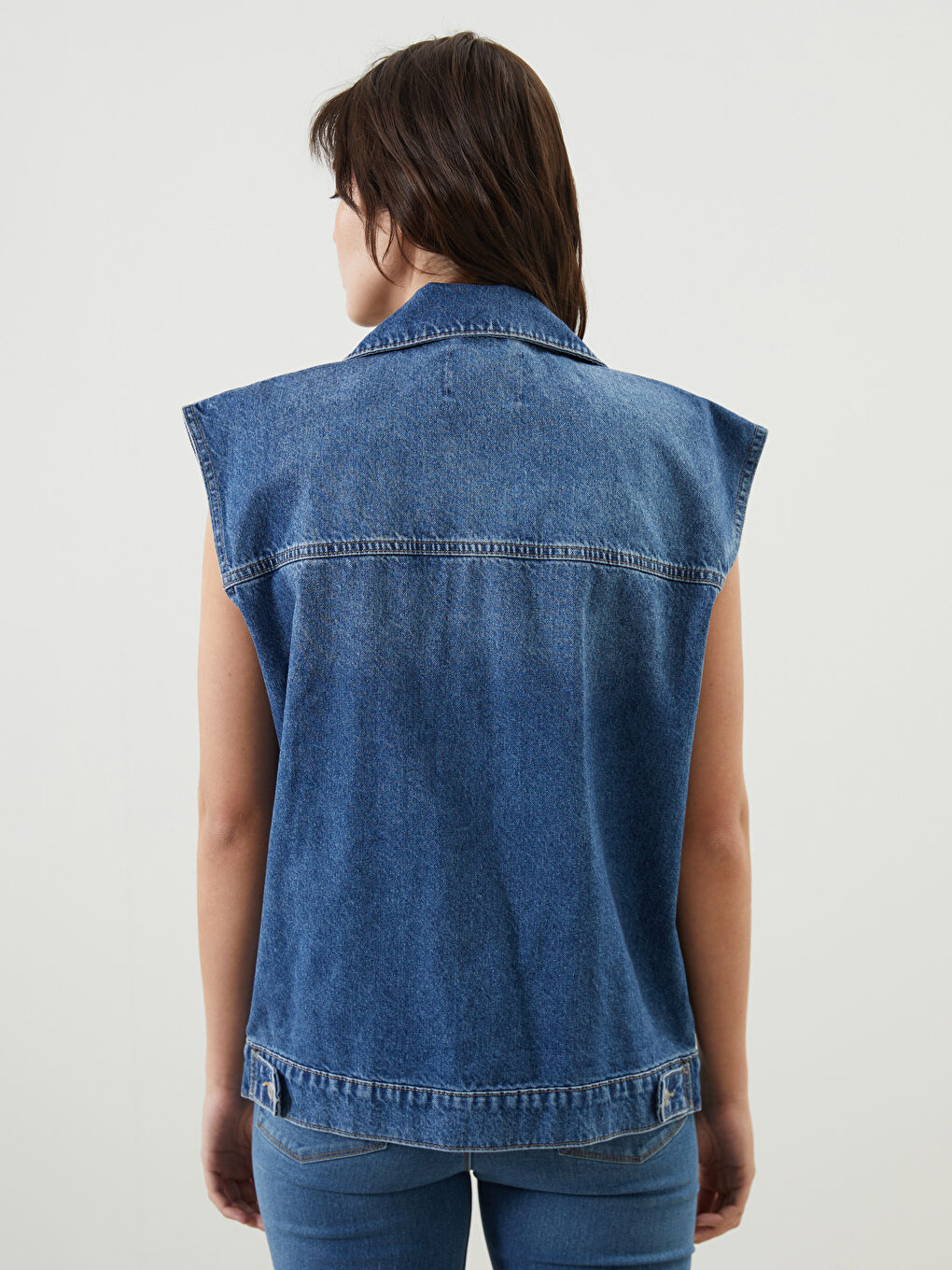 Shirt Collar Women Jean Vest -S5JR94Z8-507
