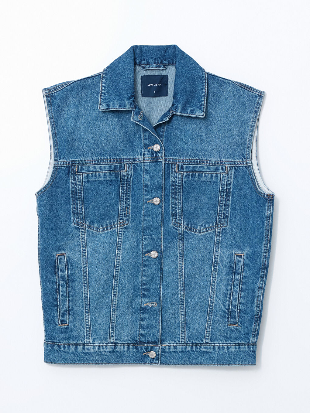 Shirt Collar Women Jean Vest -S5JR94Z8-507