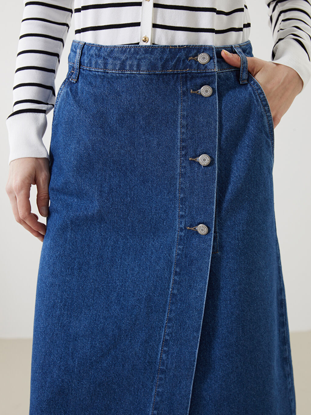 İndigo Standart Fit Kadın Jean Etek-2