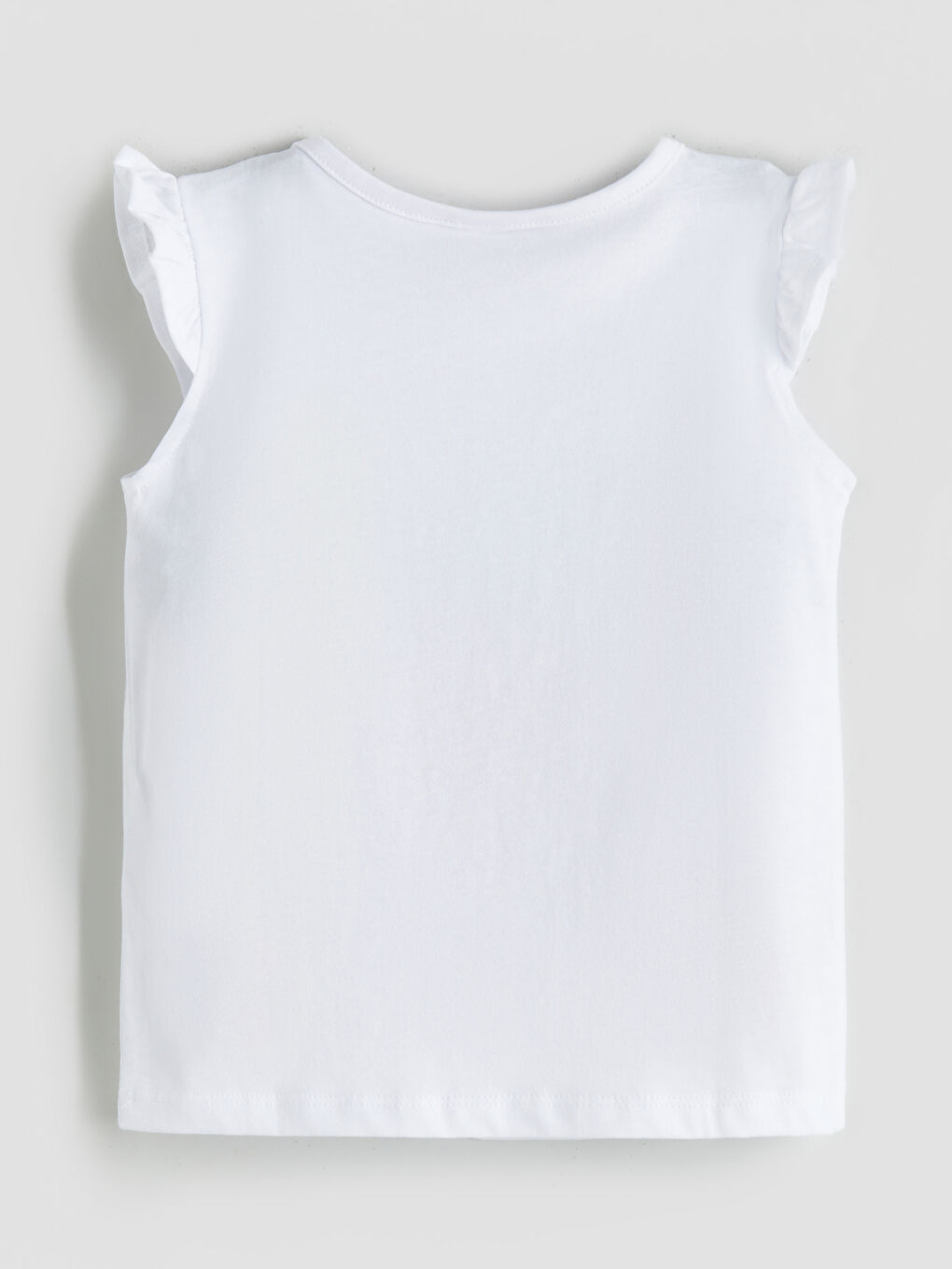 تيشيرت بدون أكمام مطبوع بياقة دائرية للبنات-1