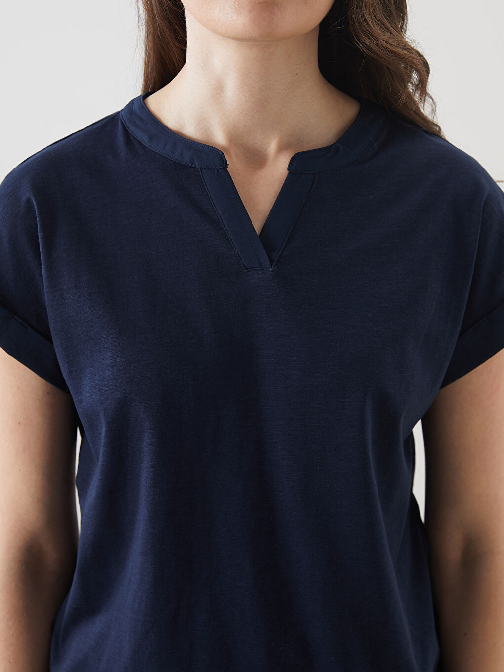 LCW Grace Crew Neck Plain Cuffed Women's T-Shirt -S5JS20Z8-E1J