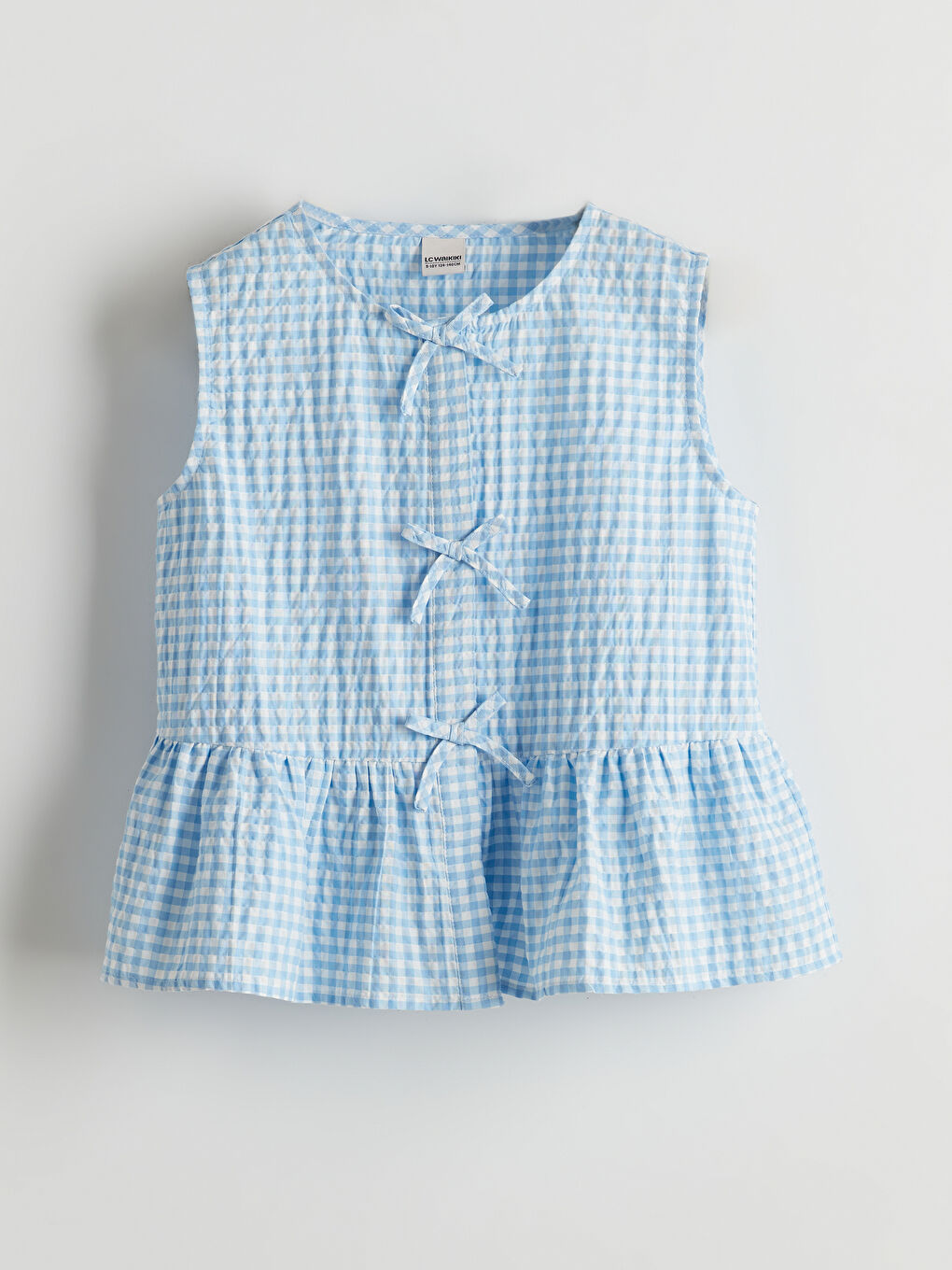 Loose Fit Seersucker Bow Girls' Shirt -S5JS24Z4-LLC