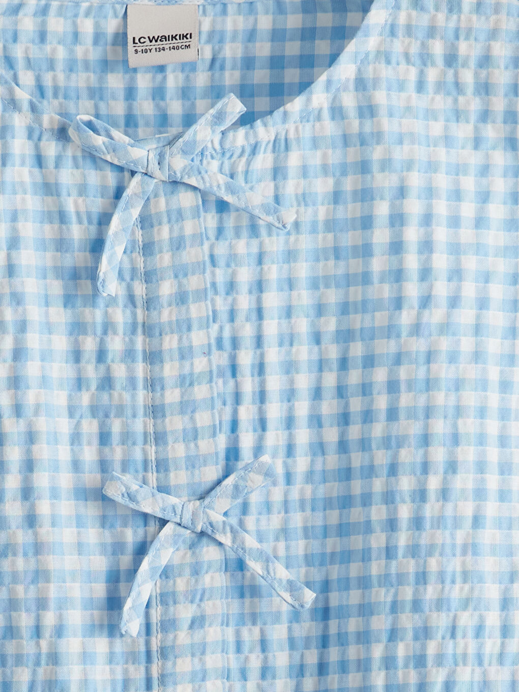 Loose Fit Seersucker Bow Girls' Shirt -S5JS24Z4-LLC