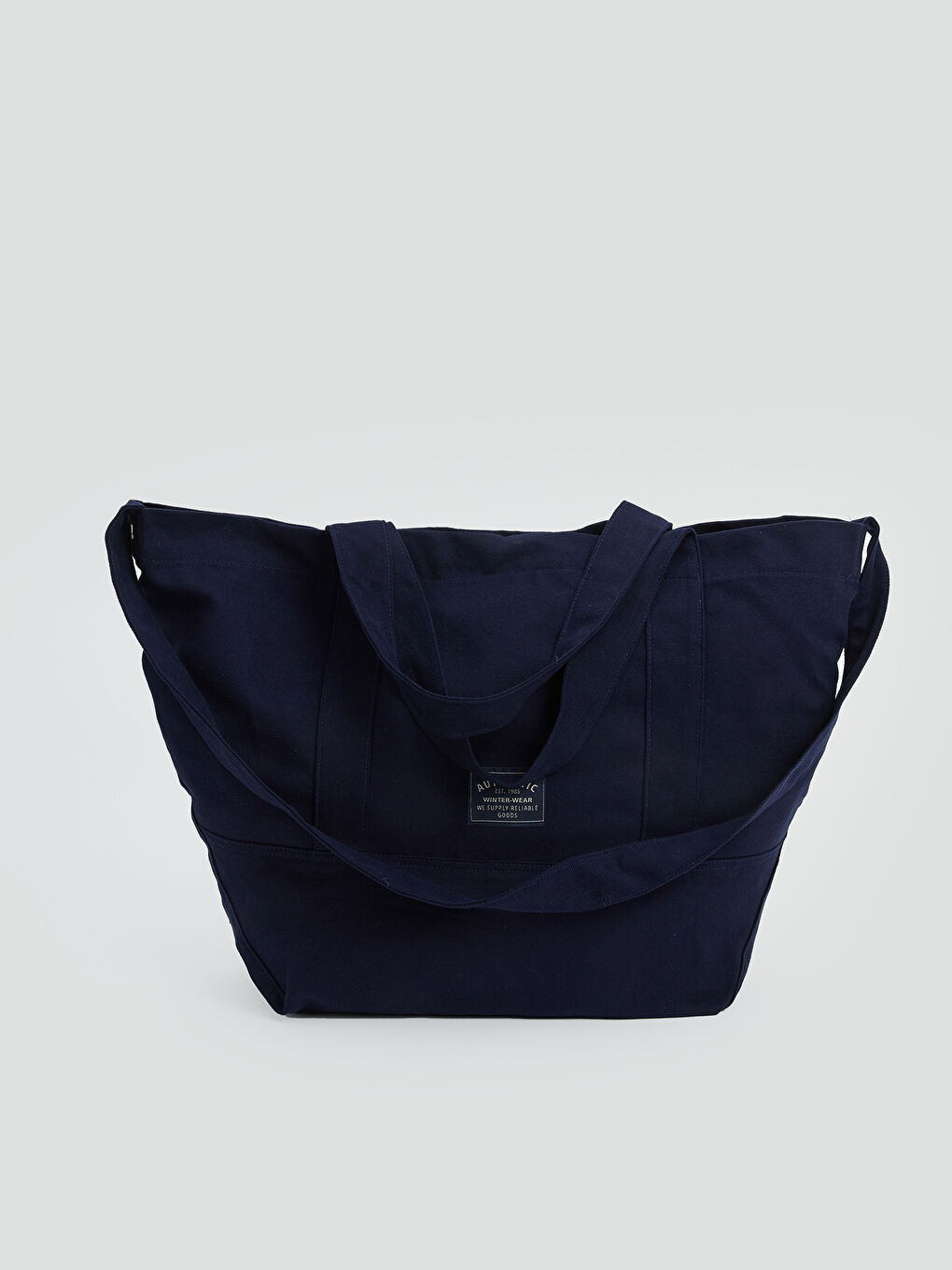 Lacivert Yazı Nakışlı Erkek Omuz Çantası-4