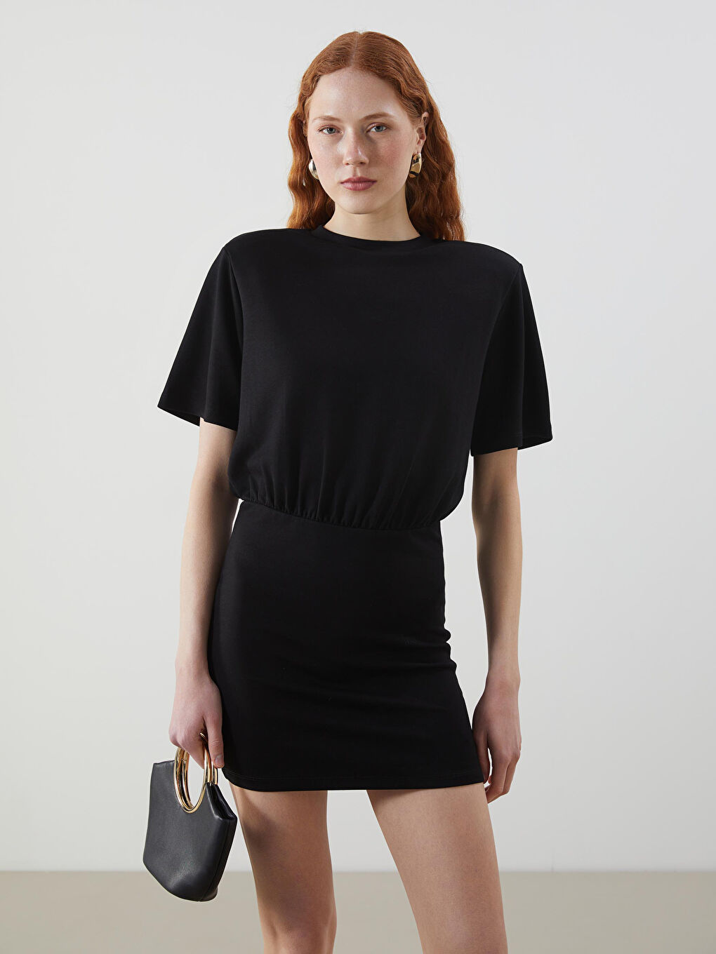 Siyah Bisiklet Yaka Elbise