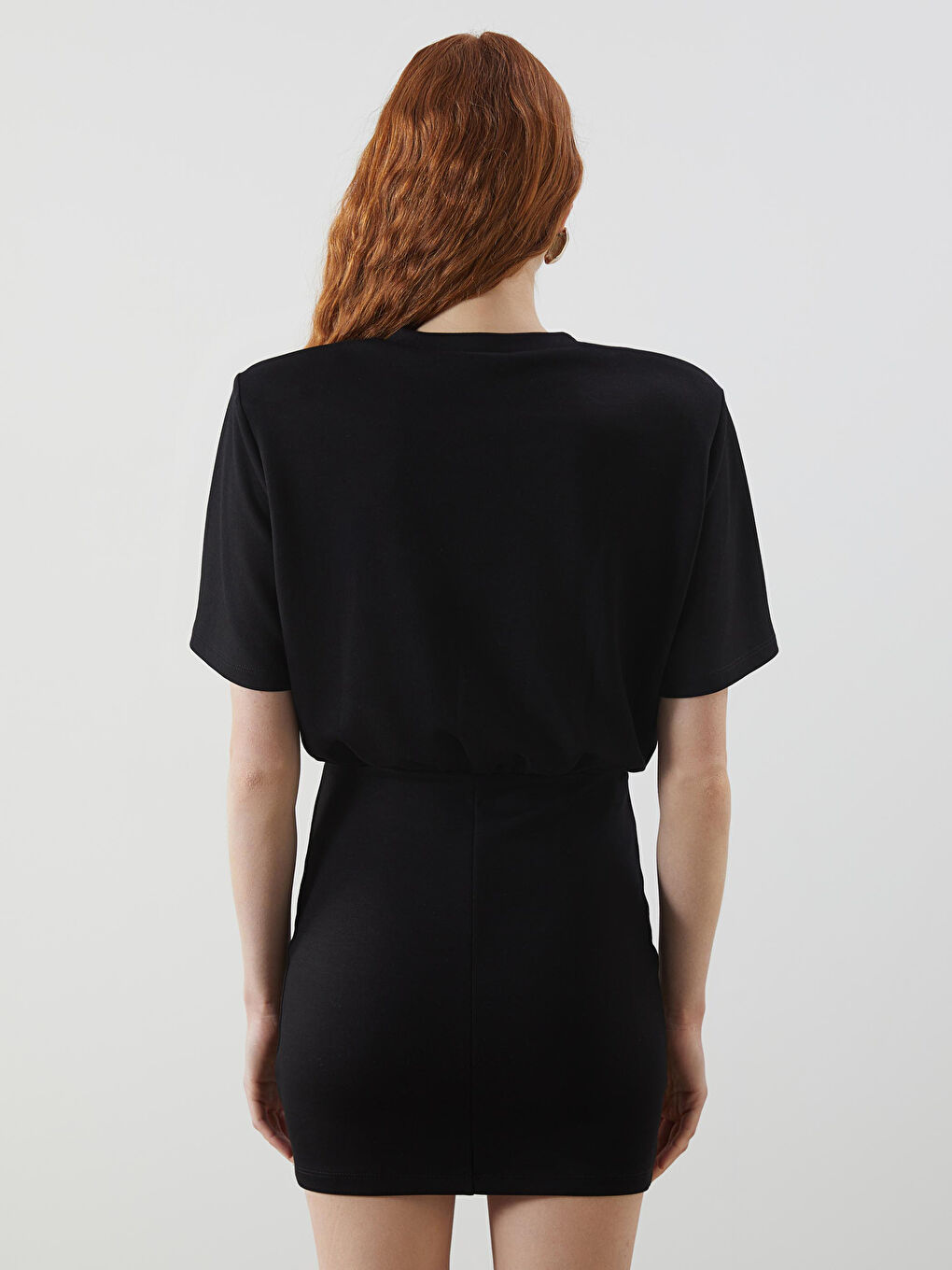 Siyah Bisiklet Yaka Elbise-3