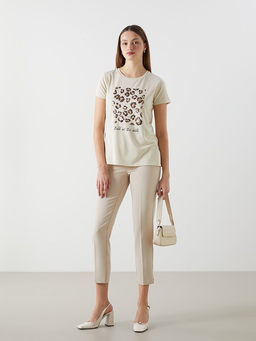 Crew Neck Sequined Women's T-Shirt -S5JS69Z8-FRR