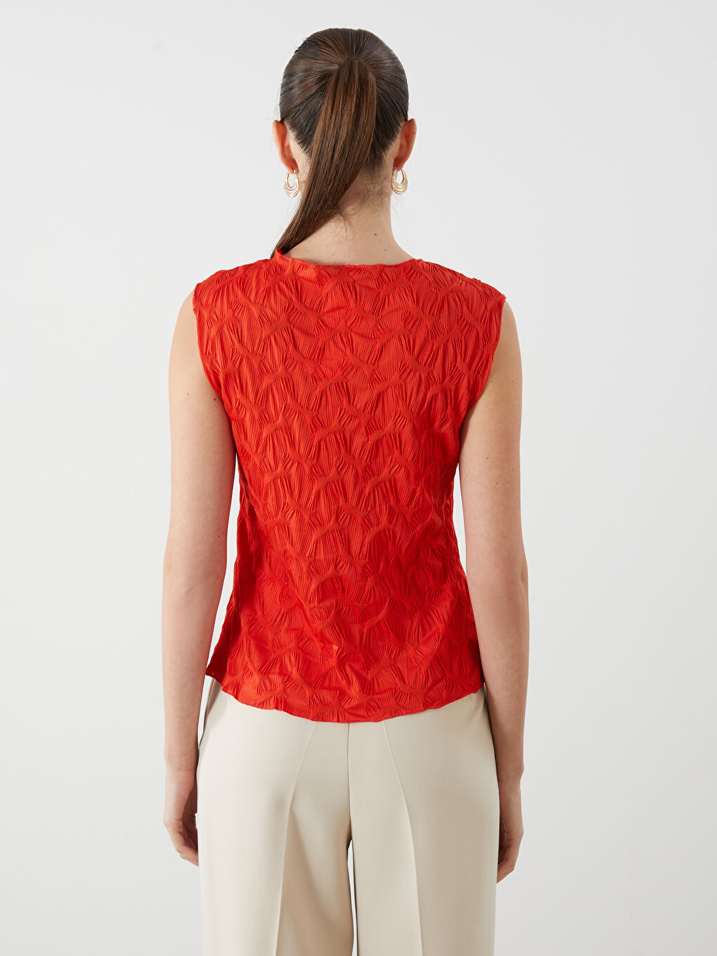 Crew Neck Textured Women's Tank Top -S5JS70Z8-HBP