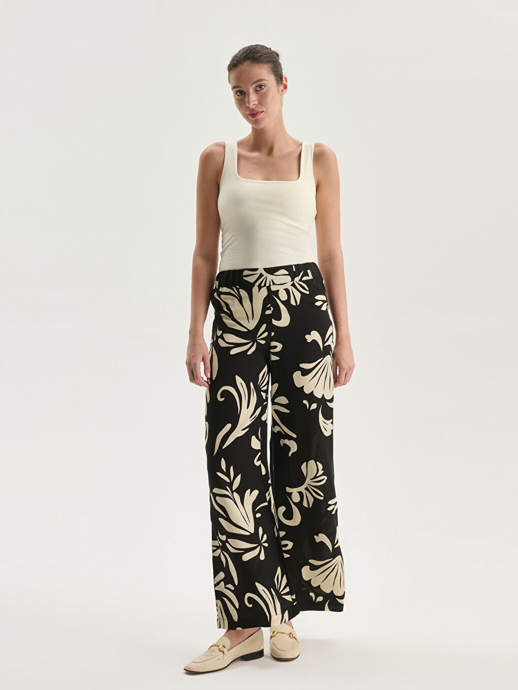 Elasticated Waist Patterned Women's Trousers -S5JS77Z8-LQJ