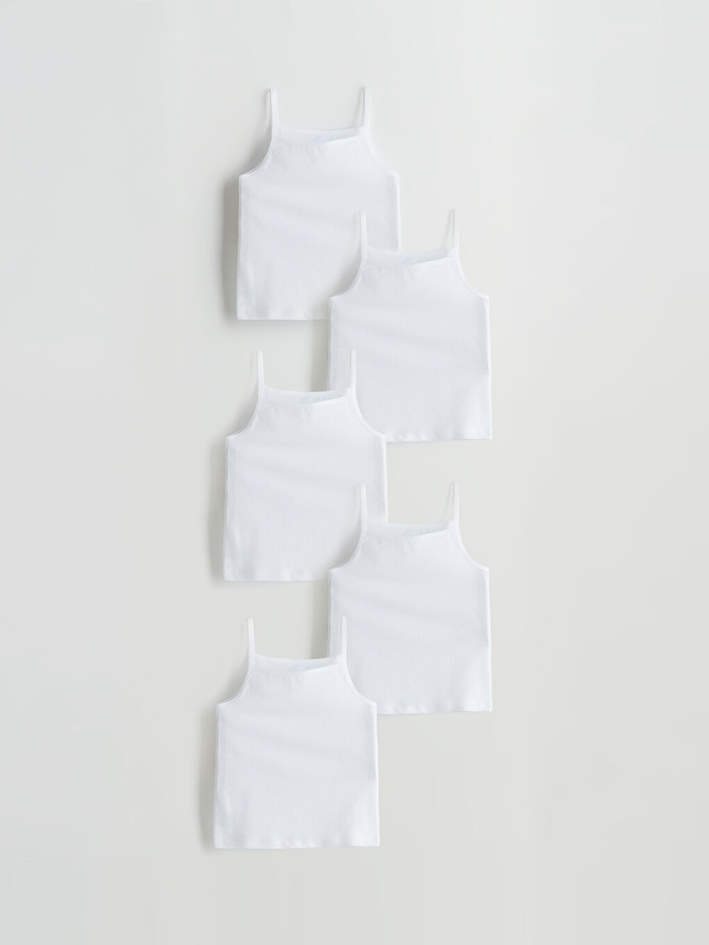Square Collar Girls' Vest 5 Pack