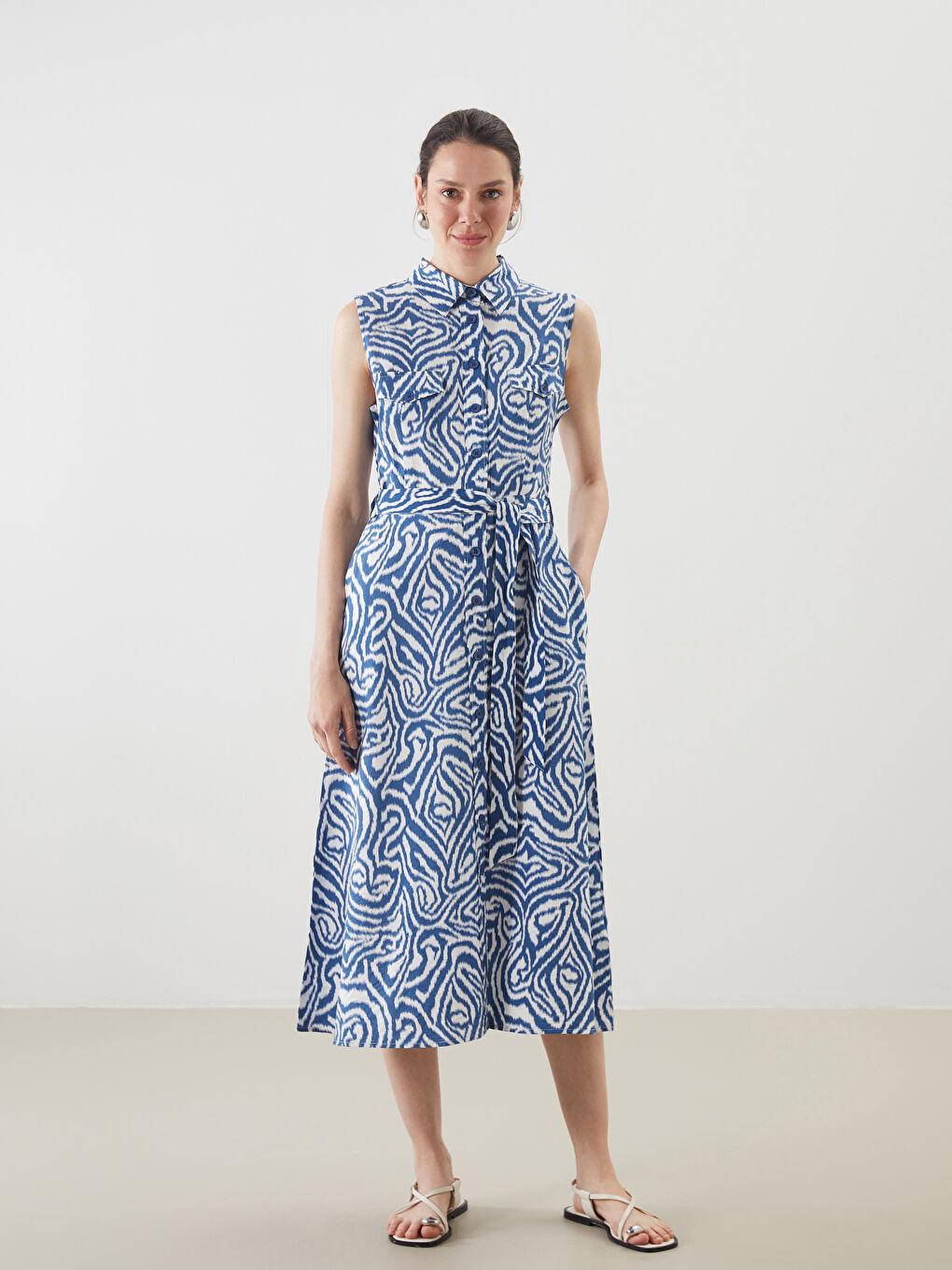 LCWAIKIKI Classic Patterned Shirt Dress -S5JS83Z8-LSJ