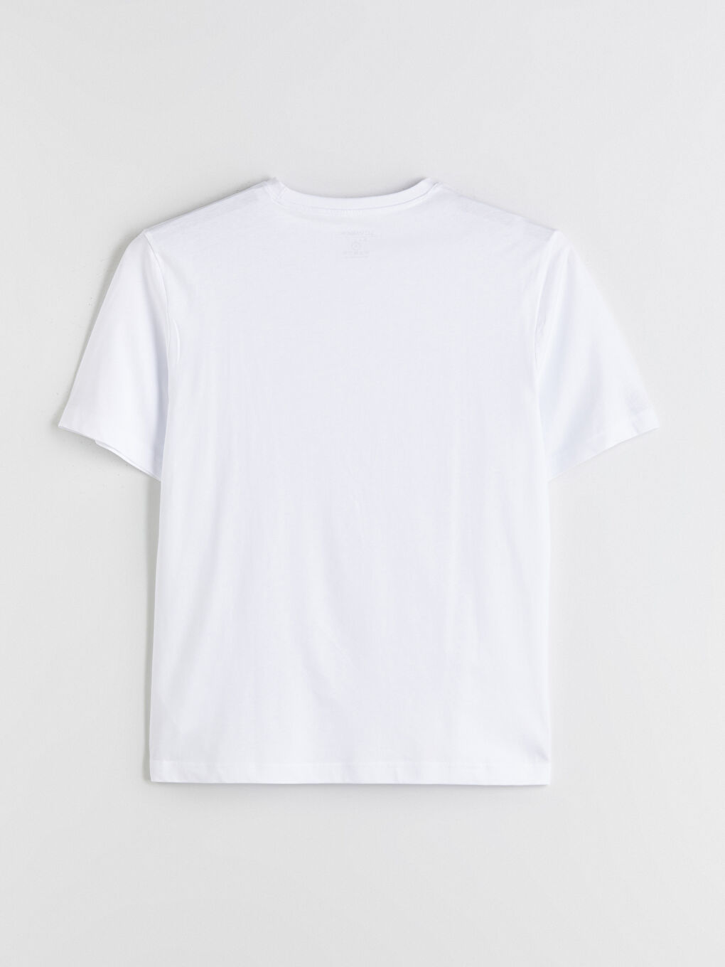 Beyaz Bisiklet Yaka Penye Erkek Tişört-5