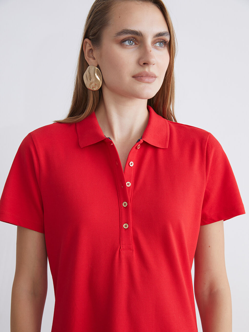 LCWAIKIKI Classic Polo Neck A-Line Pique Dress -S5JS85Z8-CSG