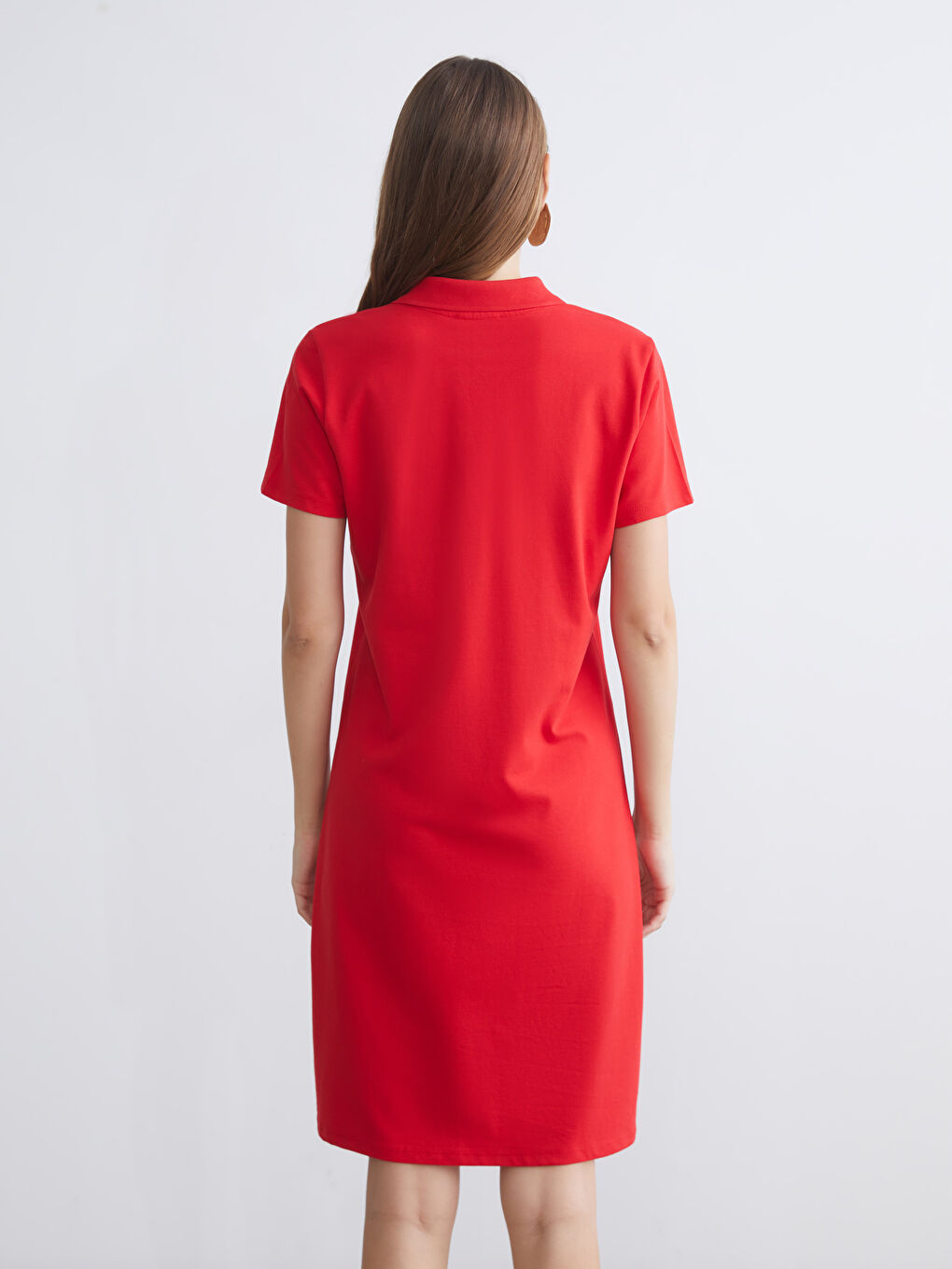 LCWAIKIKI Classic Polo Neck A-Line Pique Dress -S5JS85Z8-CSG