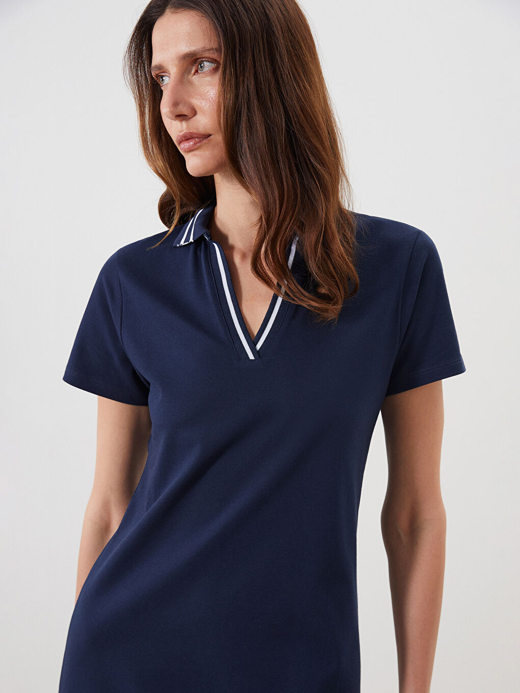 LCWAIKIKI Classic Polo Neck A-Line Pique Dress -S5JS87Z8-DWP