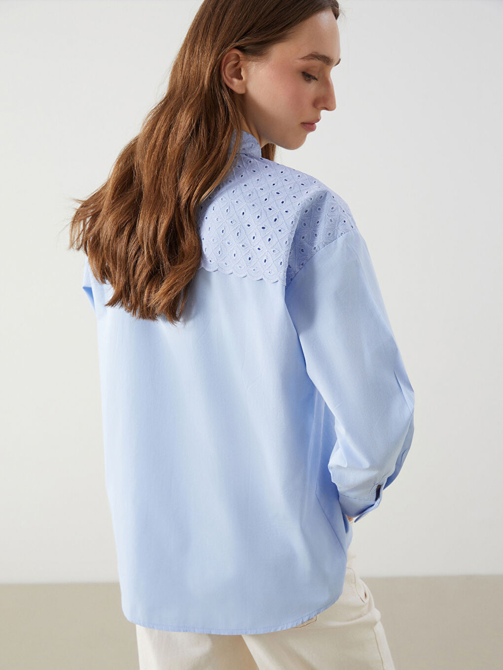 LCW Modest Mavi Oversize Poplin Kadın Gömlek Tunik