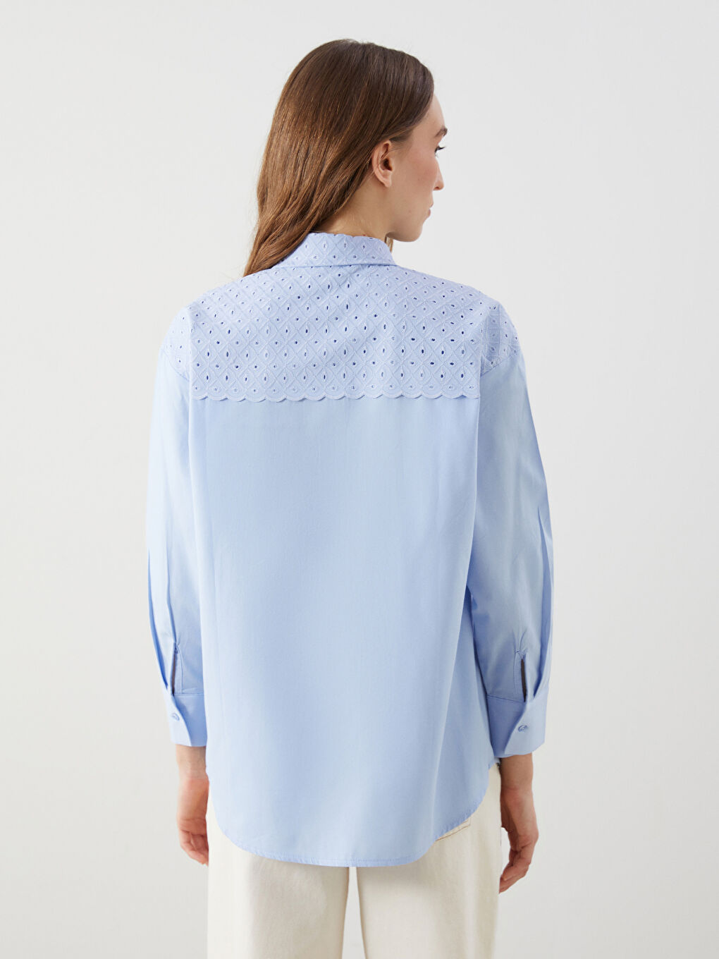 LCW Modest Mavi Oversize Poplin Kadın Gömlek Tunik - 3